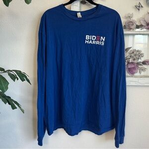 Hanes Classic Blue Crew Neck Long Sleeve 2020 Biden Harris campaign shirt